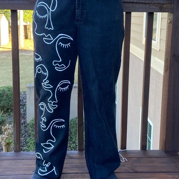 Vintage custom hand painted Lee Rider’s jeans - Picture 4 of 6